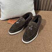 Loro Piana Suede Fur Charm Loafers Chocolate - 1