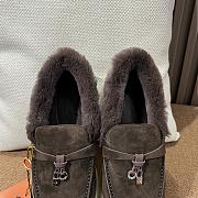 Loro Piana Suede Fur Charm Loafers Chocolate - 6
