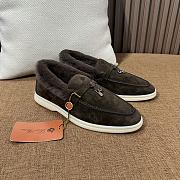 Loro Piana Suede Fur Charm Loafers Chocolate - 3