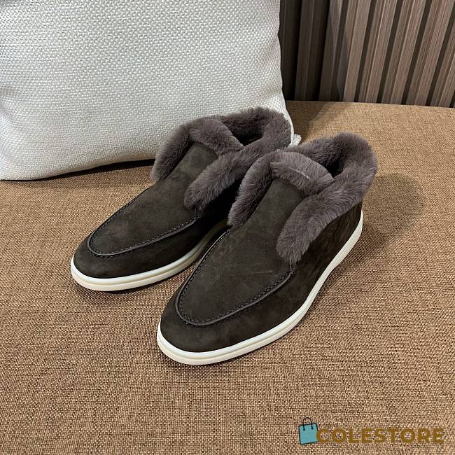 Loro Piana Suede Fur Loafers Chocolate 1 - 1