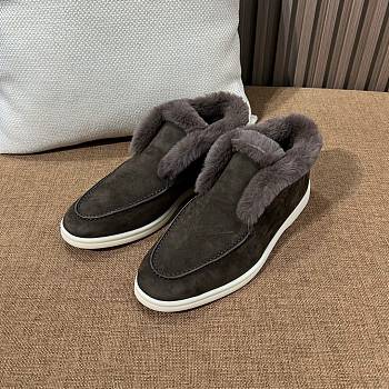 Loro Piana Suede Fur Loafers Chocolate 1