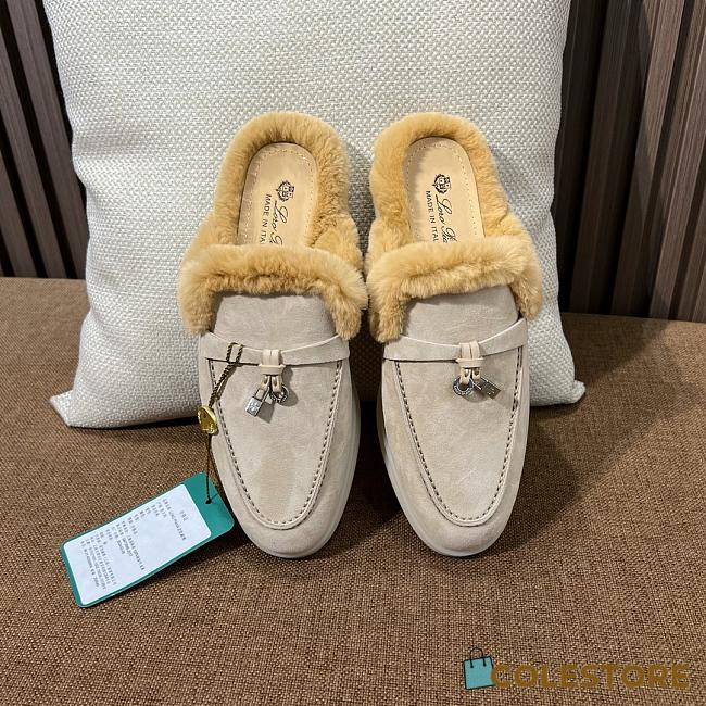 Loro Pina Mules Suede Fur Beige - 1
