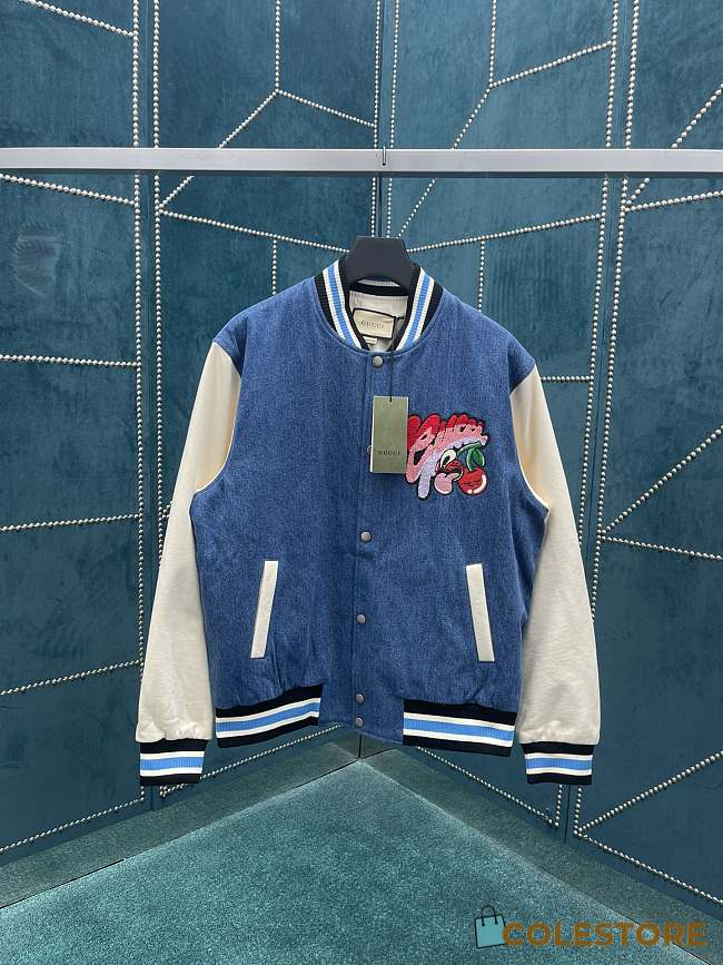 Gucci cherry patch bomber jacket Blue - 1