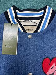 Gucci cherry patch bomber jacket Blue - 4
