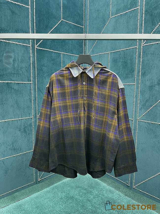 Acne Studios Gradient Plaid Shirt with Hood - 1