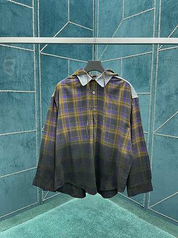 Acne Studios Gradient Plaid Shirt with Hood