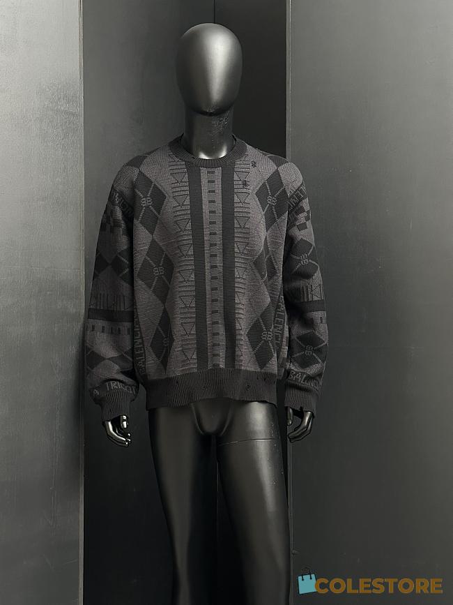 Balenciaga Jacquard Crewneck Black - 1