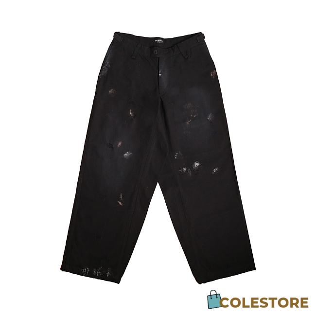Balenciaga Oversized Distressed Denim Pants Black - 1