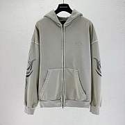 Balenciaga Destroyed Logo Print Hoodie Grey - 1
