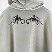 Balenciaga Destroyed Logo Print Hoodie Grey - 4