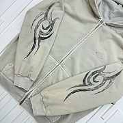 Balenciaga Destroyed Logo Print Hoodie Grey - 3