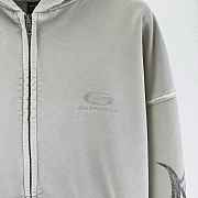 Balenciaga Destroyed Logo Print Hoodie Grey - 2
