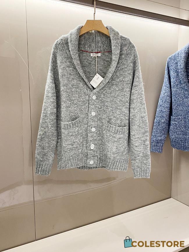Balenciaga gray shawl collar cardigan  - 1
