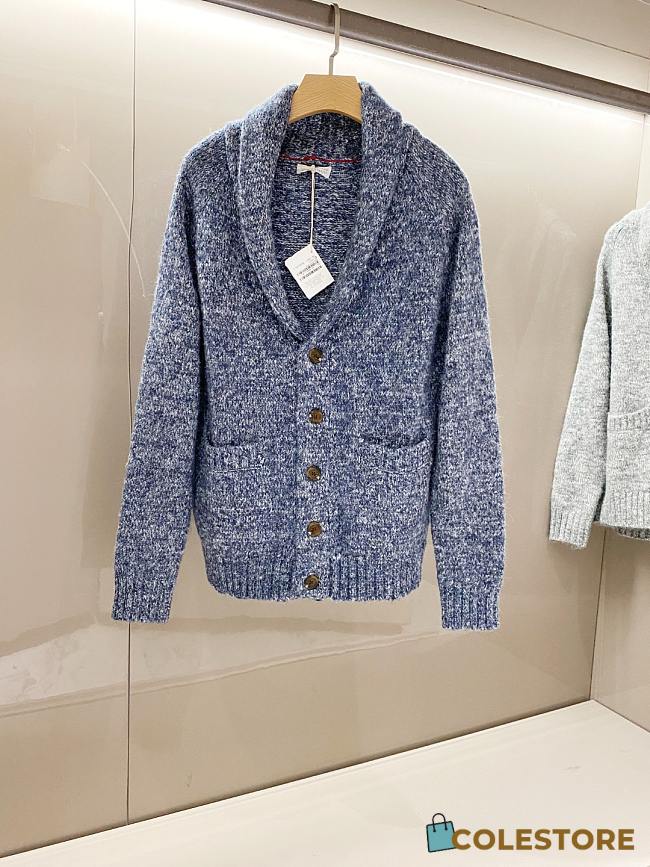 Balenciaga blue shawl collar cardigan - 1