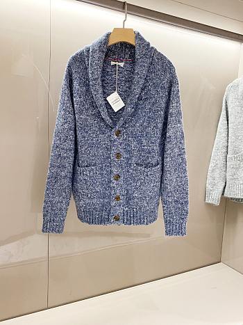 Balenciaga blue shawl collar cardigan
