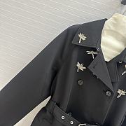 Dior 24ss Dragonfly Embroidered Trench Coat Black - 2