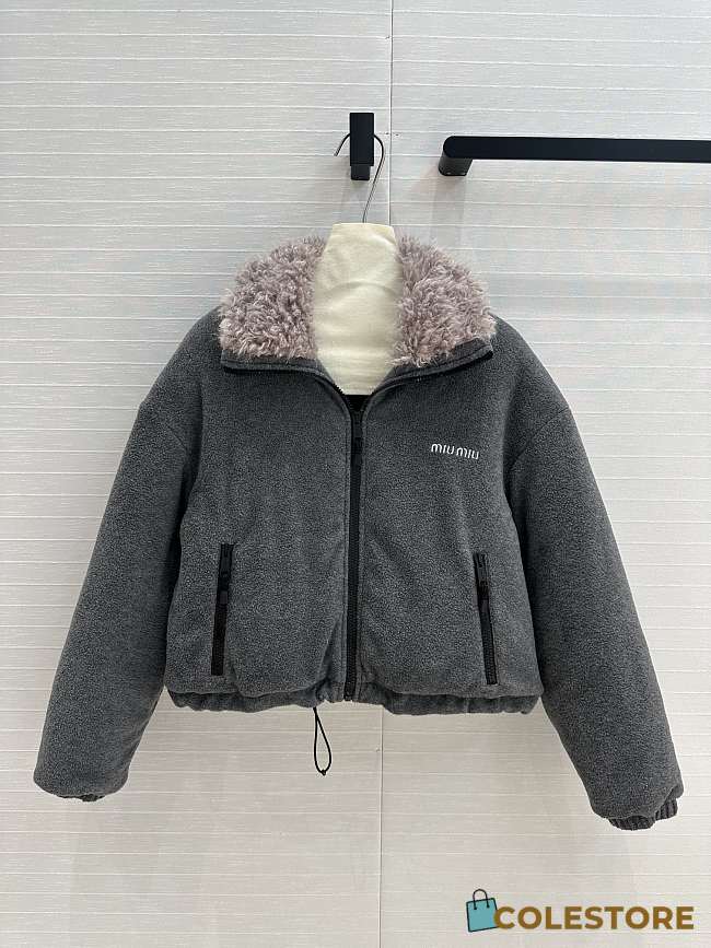 Miu Miu Sherpa-Lined Puffer Jacket Grey - 1