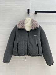 Miu Miu Sherpa-Lined Puffer Jacket Grey - 1