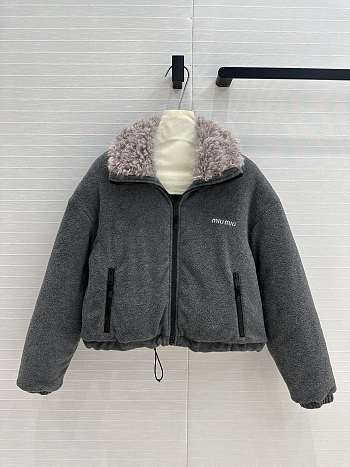 Miu Miu Sherpa-Lined Puffer Jacket Grey
