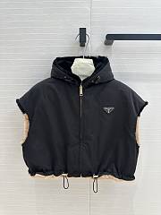Prada Sleeveless Puffer Vest with Faux Fur Trim Black  - 1