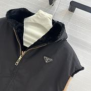 Prada Sleeveless Puffer Vest with Faux Fur Trim Black  - 6