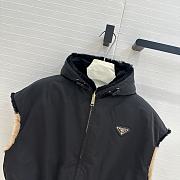 Prada Sleeveless Puffer Vest with Faux Fur Trim Black  - 3