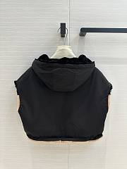 Prada Sleeveless Puffer Vest with Faux Fur Trim Black  - 2
