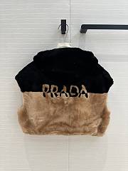 Prada Sleeveless Faux Fur Vest with Hood Brown  - 3