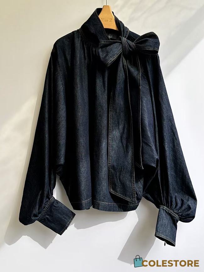 Zimmermann Denim Blouse with a Large Bow - 1