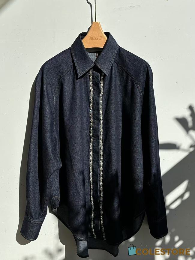 Zimmermann Denim Shirt with Crystal Embellishments  - 1