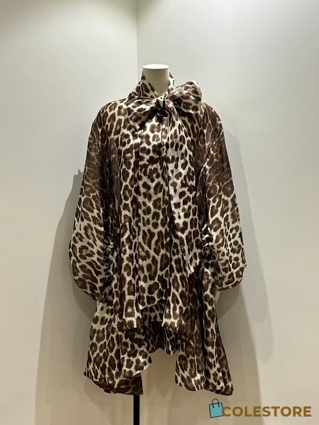 Zimmermann Leopard Print Blouse with a Bow Tie - 1
