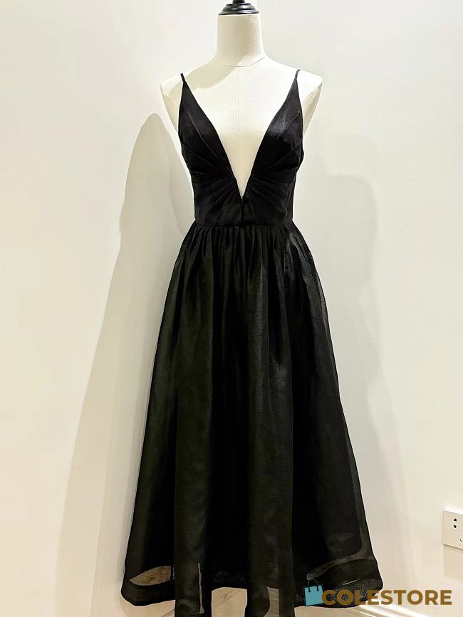 Zimmermann Black Silk Dress with a Plunging Neckline - 1