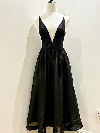 Zimmermann Black Silk Dress with a Plunging Neckline