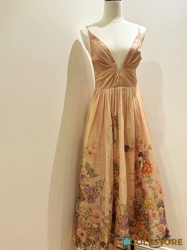  Zimmermann Floral Print Dress with a Plunging Neckline - 1
