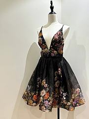 Zimmermann Floral Print Mini Dress with a Plunging Neckline - 6