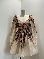  Zimmermann Floral Print Mini Dress with Puffed Sleeves - 6