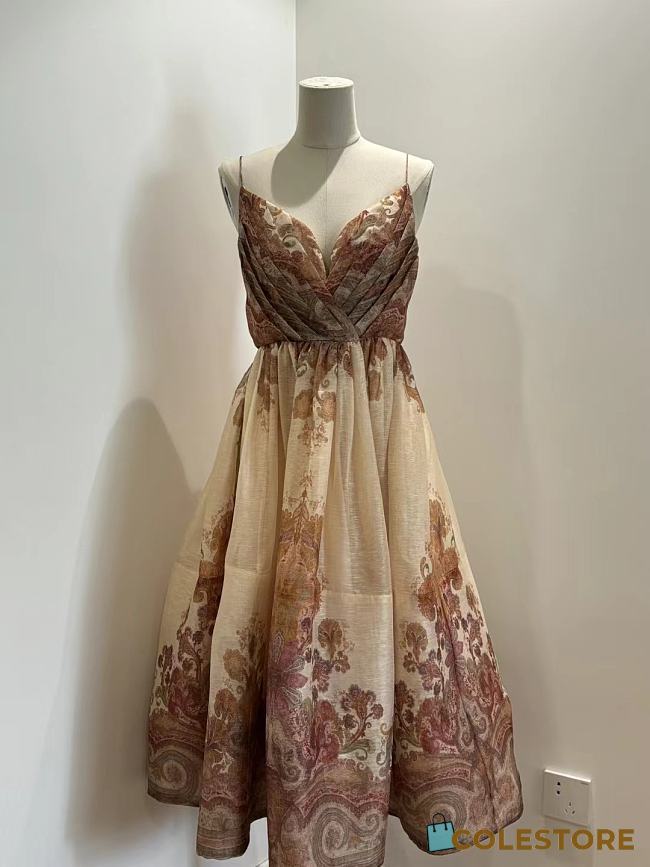 Zimmermann Paisley Print Dress with a Sweetheart Neckline - 1