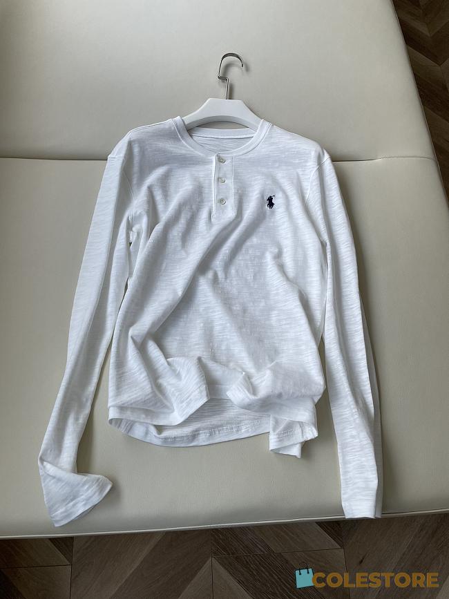 Ralph Lauren Long Sleeve Henley Shirt White - 1