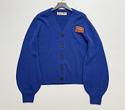 Marni Cardigan with a Brown Patch Blue - 1