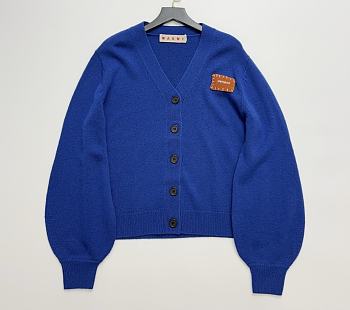 Marni Cardigan with a Brown Patch Blue