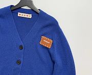 Marni Cardigan with a Brown Patch Blue - 6