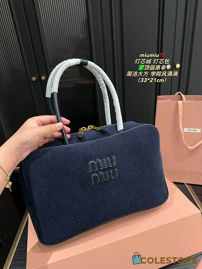 Colestore Miu Miu Corduroy Bag Navy 33 x 21 cm - 1