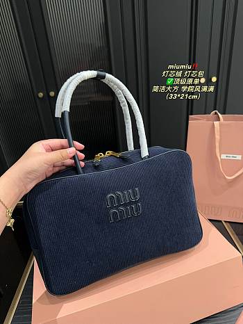 Colestore Miu Miu Corduroy Bag Navy 33 x 21 cm
