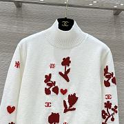 Colestore Chanel Knit Sweater with Floral Motif White - 4