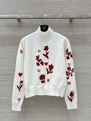 Colestore Chanel Knit Sweater with Floral Motif White - 5