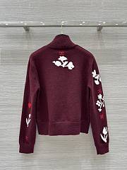 Colestore Chanel Knit Sweater with Floral Motif Red - 6