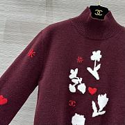 Colestore Chanel Knit Sweater with Floral Motif Red - 5
