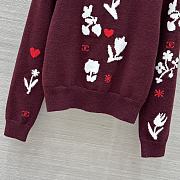 Colestore Chanel Knit Sweater with Floral Motif Red - 3