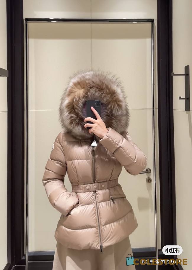 Colestore Moncler Padded Jacket with Fur Hood Beige - 1