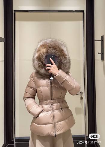 Colestore Moncler Padded Jacket with Fur Hood Beige